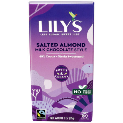 Lilys Sweets Choc Bar Mlk & Sltd Almnd 3 Oz