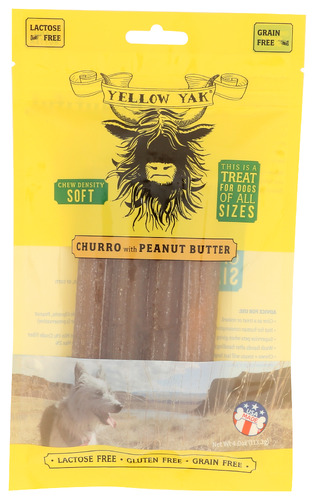 Yellow Yak Treat Dog Churro Pb 4 Oz