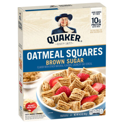 Quaker, Oatmeal Squares Crunchy Oat Cereal Brown Sugar, Case Of 12, 14.5 Oz