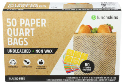 Lunchskins Bag Unblch Papr Xl Snd Ch 50 Pc