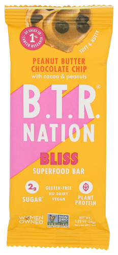 B T R Nation Bar Pnutbtr Chchip Bliss 1.23 Oz