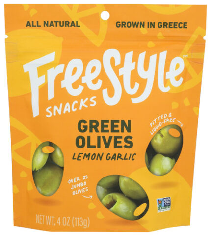 Freestyle Snacks Olives Grn Lemon Garlic 4 Oz