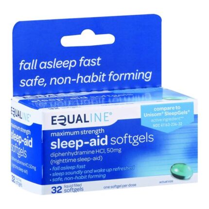 Equaline, Sleep-Aid Maximum Strength Liquid Filled Softgels, Case Of 6, 32 Ct