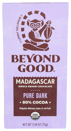 Beyond Good Choc Bar Drk Mdgascr 80% 2.64 Oz