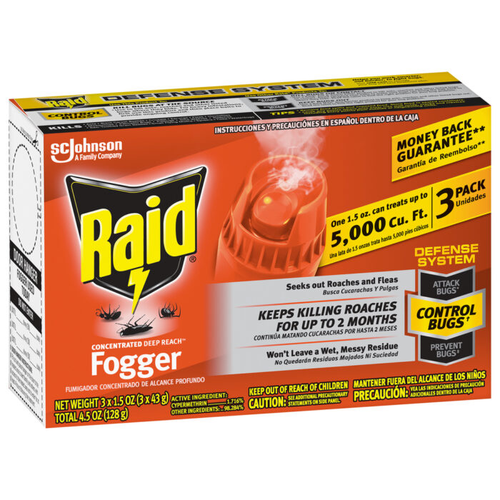Raid, Concentrated Deep Reach Fogger 3 Packs, Case Of 12, 4.5 Oz - Image 1
