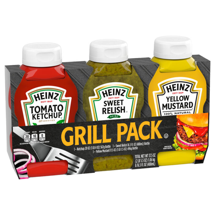 Heinz, Ketchup Sweet Relish And Yellow Mustard Picnic Pack, Case Of 4, 54 Oz - Image 1