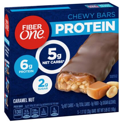 Fiber One, Protein Bar Caramel Nut Chewy Bars 5 Bars, Case Of 12, 5.85 Oz