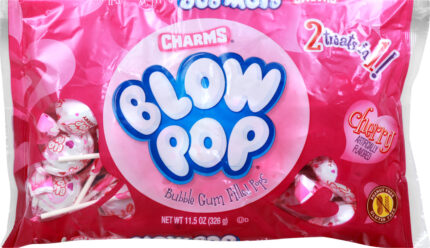 Charms, Cherry Blow Pop Filled With Bubble Gum, Case Of 24, 11.5 Oz