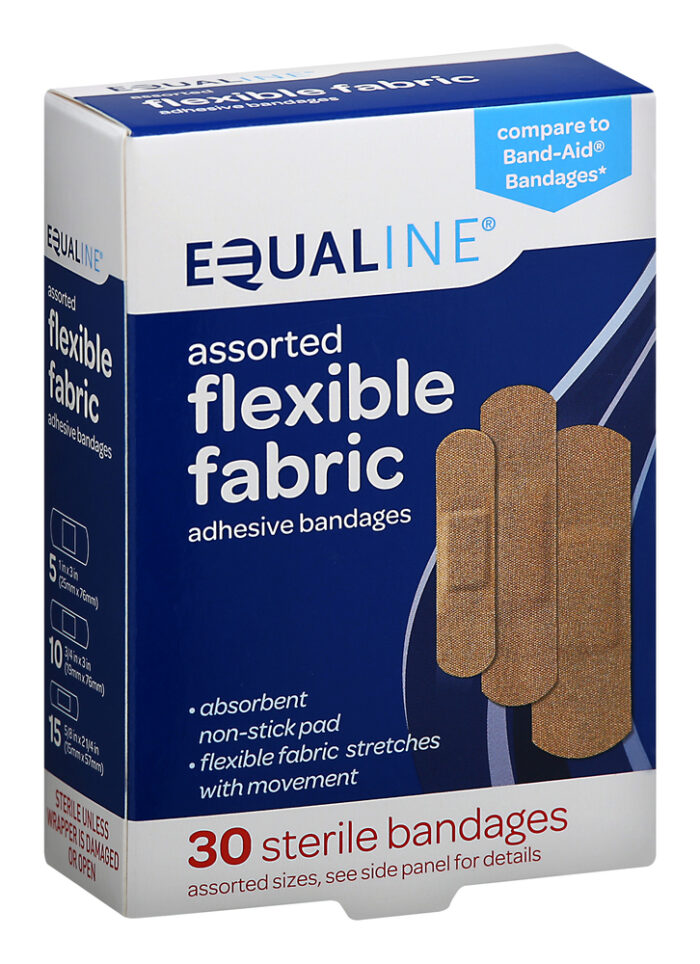Equaline, Adhesive Bandages Flexible Fabric Assorted Sizes, Case Of 6, 30 Ct - Image 1
