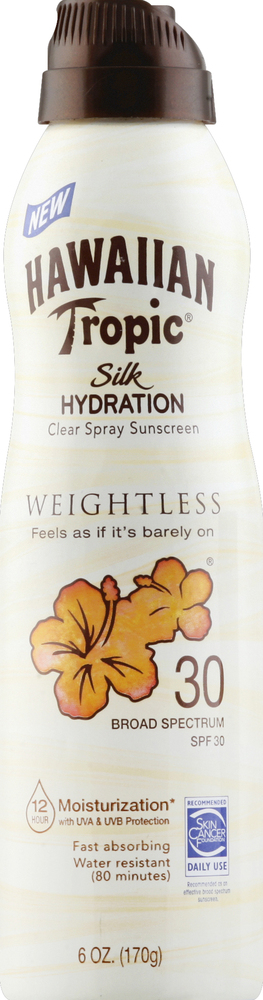 Hawaiian Tropic, Silk Hydration Weightless Spray Sunscreen Spf 30, Case Of 3, 6 Fl Oz