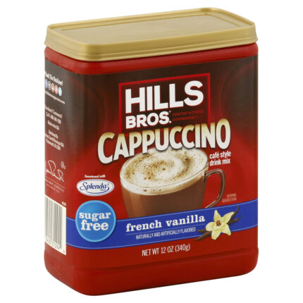 Hills Bros, French Vanilla Cappuccino Instant Coffee Powder Drink Mix Sugar Free, Case Of 6, 12 Oz