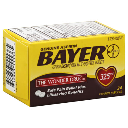 Bayer, Aspirin Pain Reliever/Fever Reducer Coated Tablets, Case Of 3, 24 Ct
