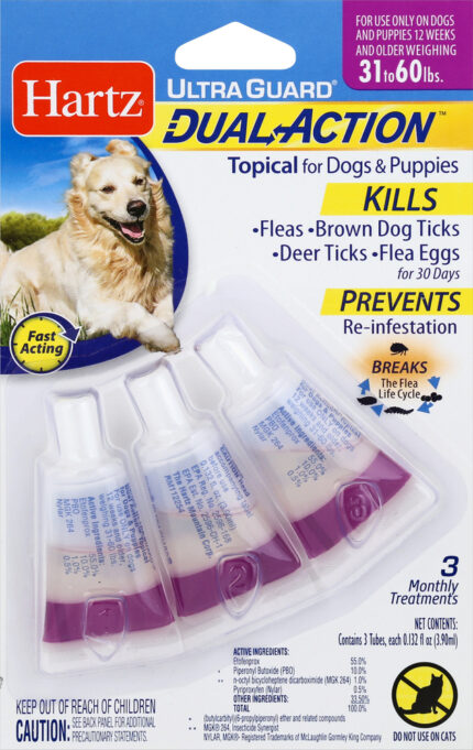 Hartz, Ultra Guard Dual Action Topical For Dogs 31-60 Lbs, Case Of 6, 1 Ct