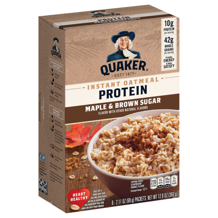 Quaker, Instant Oatmeal Protein Maple And Brown Sugar, Case Of 6, 12.6 Oz - Image 1
