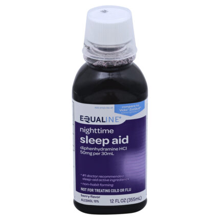 Equaline, Nighttime Sleep Aid Liquid Berry Flavor, 1 Each, 12 Fl Oz