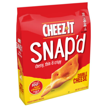 Cheez-It, Snap'D Double Cheese Cheesy Thin & Crispy Baked Snacks, Case Of 6, 7.5 Oz