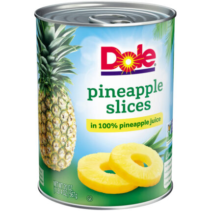 Dole, Pineapple Slices In 100% Pineapple Juice Can, Case Of 12, 20 Oz