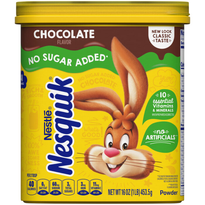 Nesquik, No Sugar Added Chocolate Flavored Powder Canister, Case Of 6, 16 Oz - Image 1
