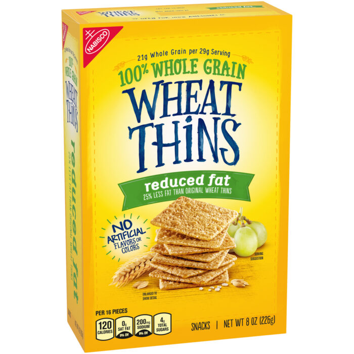 Wheat Thins, Reduced Fat Whole Grain Snacks Box, Case Of 6, 8 Oz - Image 1