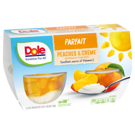 Dole, Peaches And Cream Parfait 4 Cups, Case Of 6, 17.2 Oz