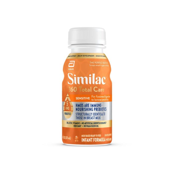 Similac, 360 Total Care Sensitive Milk Based Ready To Feed Infant Formula With Iron 6 Bottles, Case Of 4, 48 Oz - Image 1