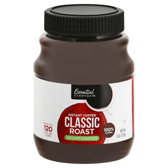 Essential Everyday, Coffee Decaffeinated Instant Classic Roast, Case Of 12, 8 Oz - Image 1