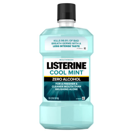 Listerine, Zero Alcohol Free Mouthwash For Bad Breath Cool Mint 1L, Case Of 6, 33.8 Fl Oz