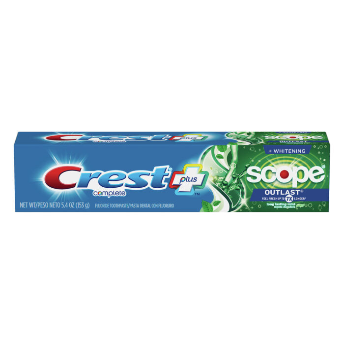 Crest, Complete Plus Scope Fluoride Long Lasting Mint Fluoride Toothpaste, Case Of 12, 5.4 Oz - Image 1