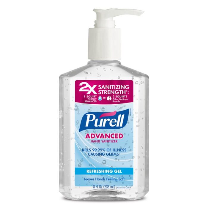 Purell, Advanced Hand Sanitizer With Pump Dispenser, 8 Fluid Ounce, Case Of 12, 8 Fl Oz - Image 1