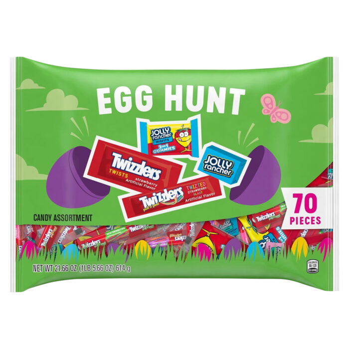 Hershey'S, Twizzlers And Jolly Rancher Egg Hunt Fruit Flavored Assortment Chewy Candy Easter Variety Bag 70 Pieces, Case Of 10, 21.66 Oz - Image 1