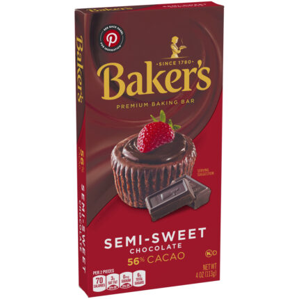 Baker'S, Semi Sweet Chocolate Baking Bar With 56 Percent Cacao Box, Case Of 12, 4 Oz