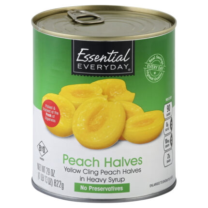Essential Everyday, Yellow Cling Peach Halves In Heavy Syrup, Case Of 12, 29 Oz