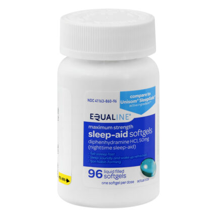 Equaline, Nighttime Sleep Aid Maximum Strength Liquid-Filled Softgels, Case Of 6, 96 Ct