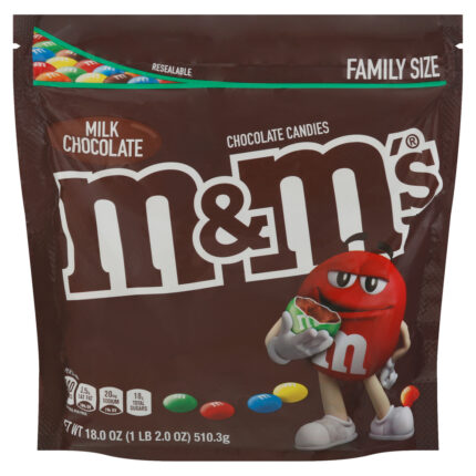 M&M'S, Milk Chocolate Candies Family Size, Case Of 12, 18 Oz