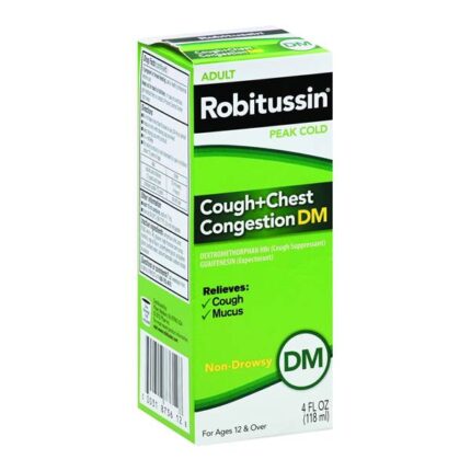 Robitussin, Cough And Chest Congestion Dm Cough Suppressant And Expectorant Raspberry Flavor Bottle, Case Of 3, 4 Fl Oz