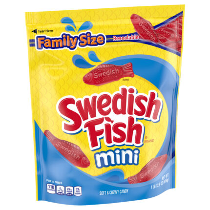 Swedish Fish, Mini Soft And Chewy Candy Pouch, Case Of 4, 1.8 Lb