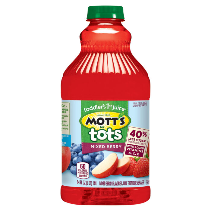 Mott'S, Tots 40% Less Sugar Mixed Berry Juice Beverage, Case Of 8, 64 Fl Oz - Image 1