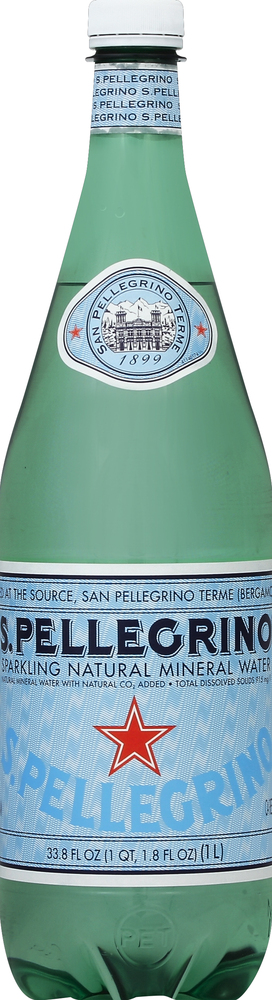 San Pellegrino, Sparkling Natural Mineral Water Plastic Bottle, Case Of 12, 33.8 Fl Oz