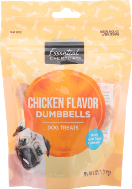 Essential Everyday, Dog Treats Dumbbells Chicken Flavor, Case Of 3, 4 Oz