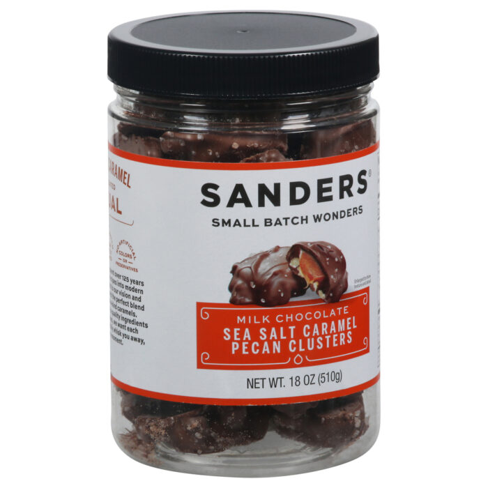 Sanders, Milk Chocolate Sea Salt Caramel Pecan Clusters, Case Of 6, 18 Oz - Image 1
