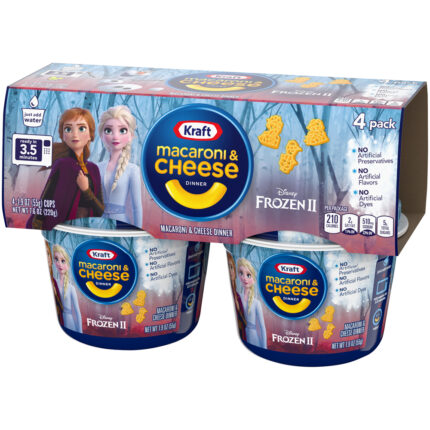 Kraft, Macaroni And Cheese Easy Microwavable Dinner With Disney Frozen Ii Pasta Shapes Pack Cups, Case Of 6, 4 Ct