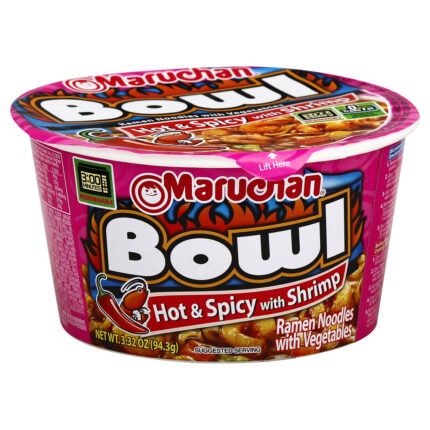 Maruchan, Bowl Ramen Noodles Hot & Spicy With Shrimp, Case Of 6, 3.3 Oz