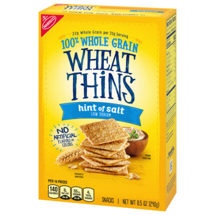 Wheat Thins, Hint Of Salt Low Sodium Whole Grain Crackers, Case Of 6, 8.5 Oz