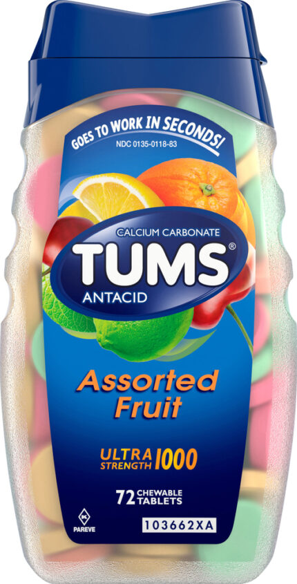 Tums, Antacid Ultra Assorted Fruit, Case Of 6, 72 Ct