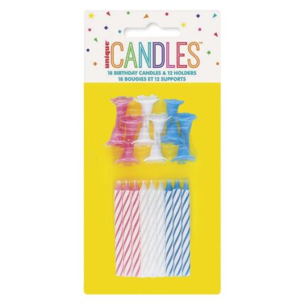 Unique Industries, 18 Candles With 12 Holders, Case Of 12, 18 Ct