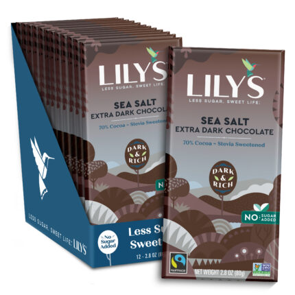 Lily Of D, Extra Dark Chocolate With Sea Salt 70% Cocoa, Case Of 12, 2.8 Ounce