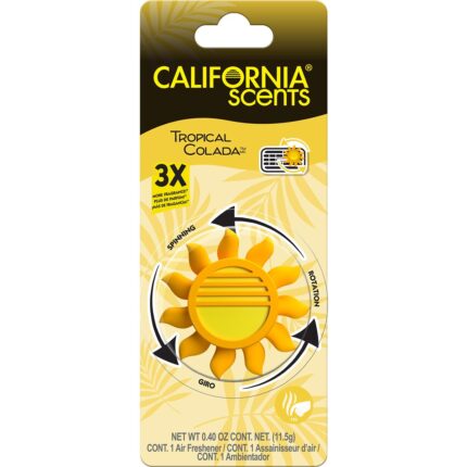 California Scents, Air Freshener Car Vent Clip Novelty Sun Spinner Tropical Colada Scent, Case Of 6, 1 Ct
