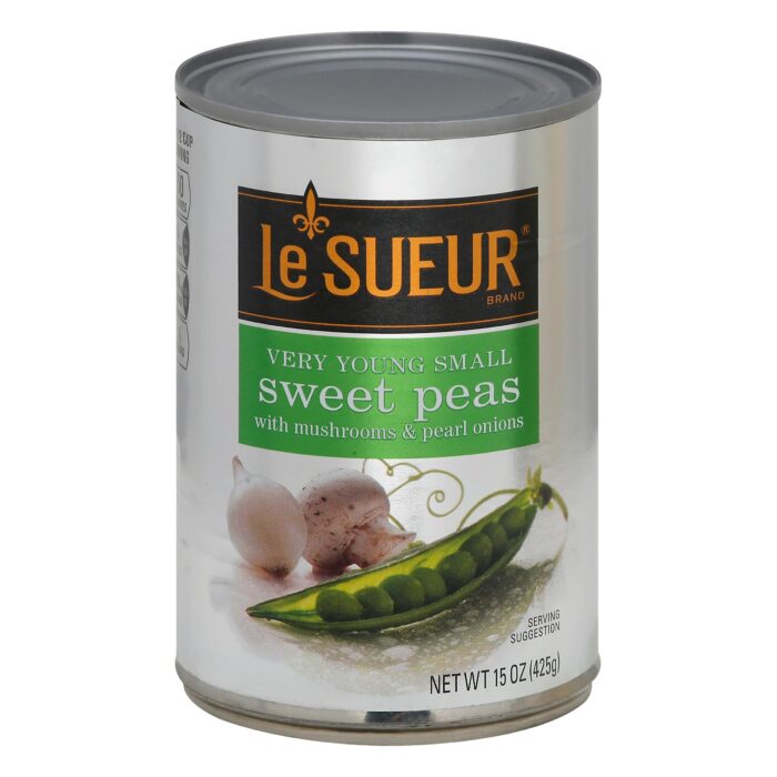 Le Sueur, Very Young Sweet Peas With Mushrooms & Pearl Onions Small, Case Of 12, 15 Oz - Image 1