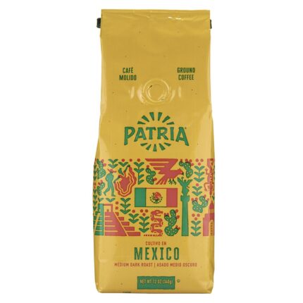 Patria, Mexico Medium Dark Roast Ground Coffee Bag, Case Of 6, 12 Oz