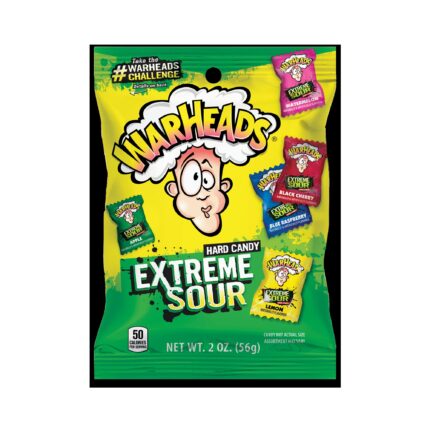 Warheads, Extreme Sour Hard Candy Peg Bag, Case Of 12, 2 Oz